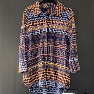 Boho Chik ALL Embroidered Size XL Button Down PTP 24-26”